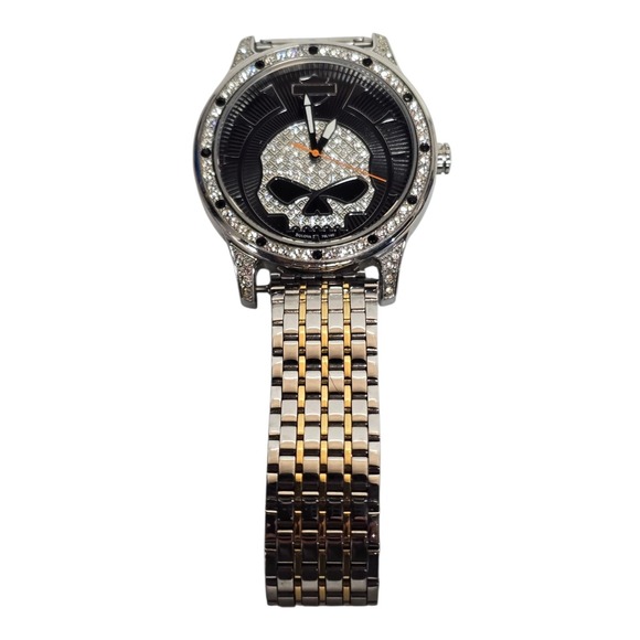 RARE Harley Davidson BULOVA Mens Punisher Skull Quartz Watch REPLACEMENT BAND - Picture 2 of 7